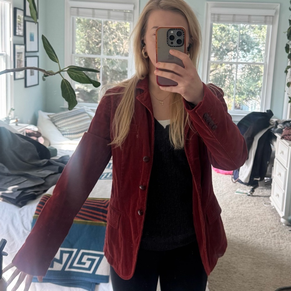 J. Crew Women's Corduroy Deep Red Blazer - Picture 7 of 7